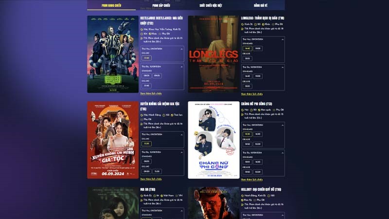 Lịch chiếu phim tại rạp Cinestar Hai Bà Trưng