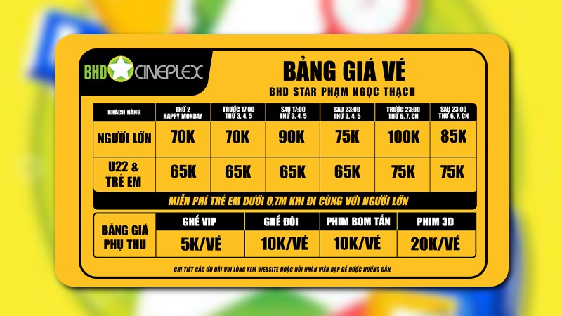 Giá vé các rạp chiếu phim: rạp BHD Star Cineplex